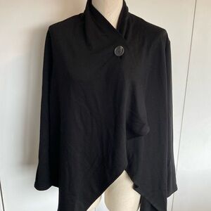 NEW TAG—-Black Draped Button Shawl